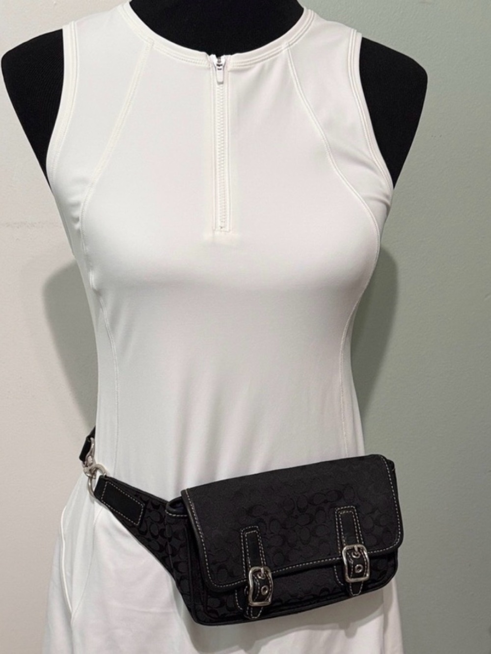 Coach Black Signature Canvas Crossbody Belt Bag